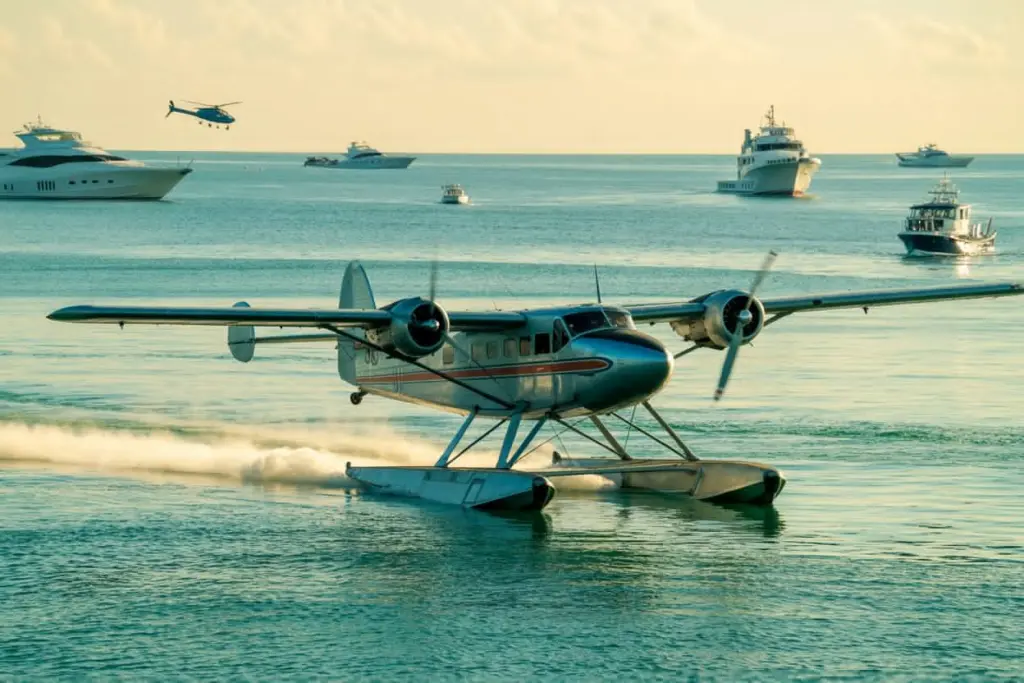 Helicopters, aeroplanes, and boats.